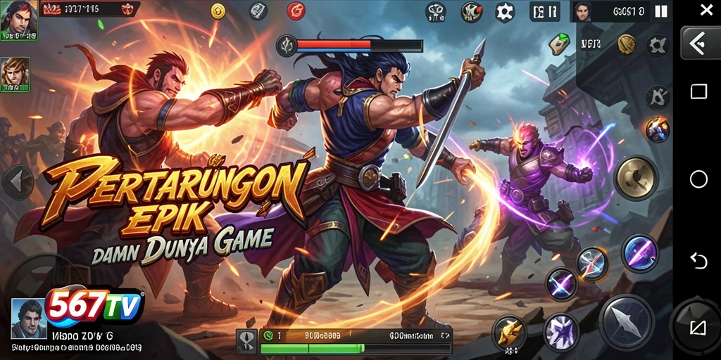 Screenshot menunjukkan karakter-karakter unik dalam pertarungan seru.