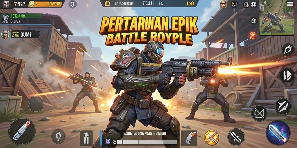 Tampilan gameplay mendebarkan dari 7GAME dalam aksi Battle Royale.