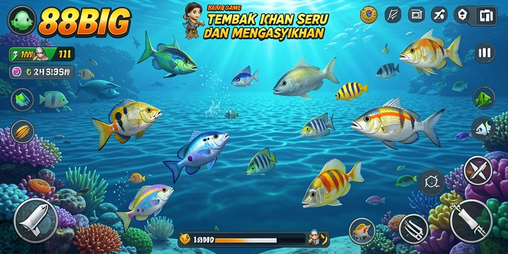 Tampilan seru gameplay Tembak Ikan di 88BIG.