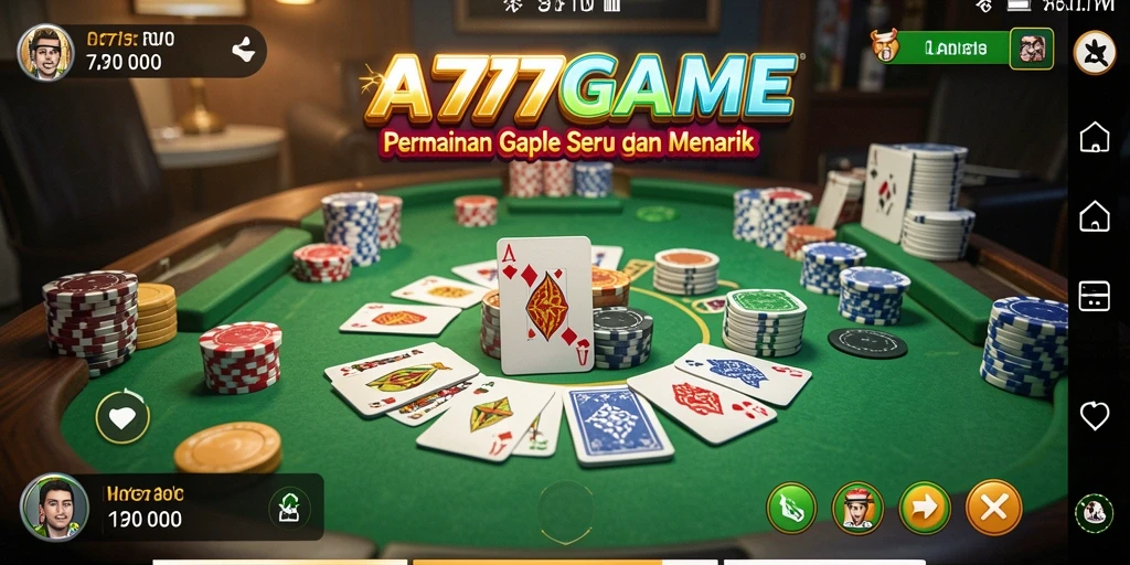 Tampilan gameplay Gaple yang seru dalam A777GAME.
