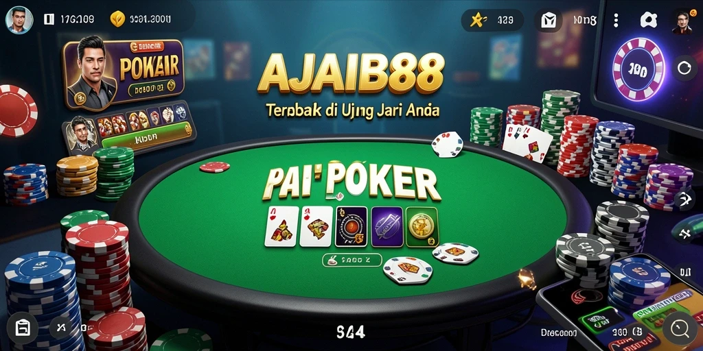 Tampilan menarik dari gameplay Poker di AJAIB88.