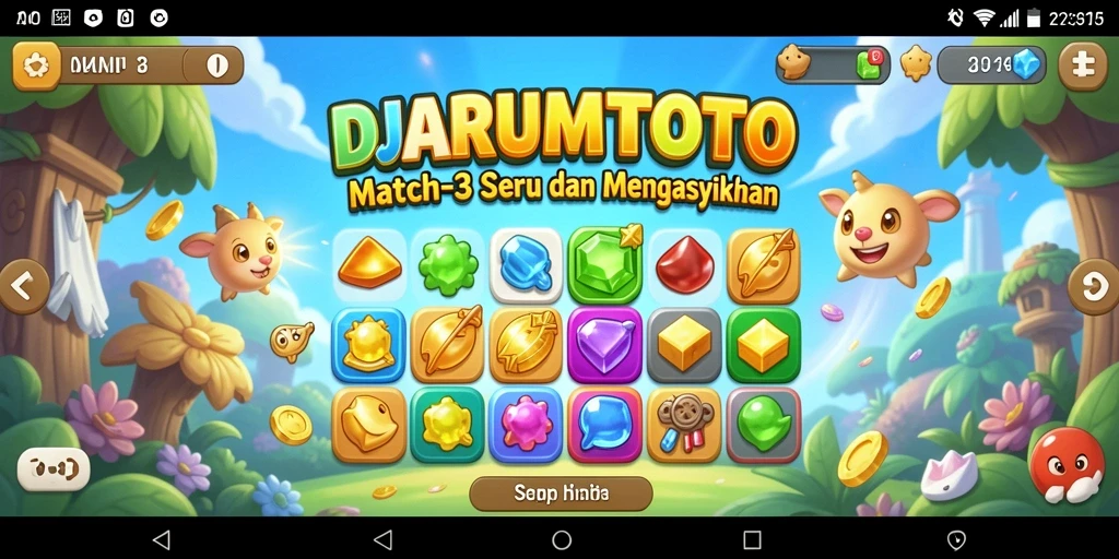 Screenshot utama DJARUMTOTO menampilkan gameplay Match-3 yang seru.