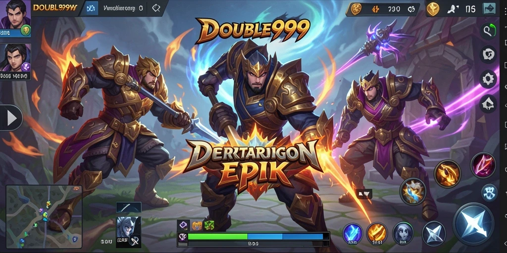 Tampilan gameplay epik dari pertarungan MOBA di DOUBLE999.