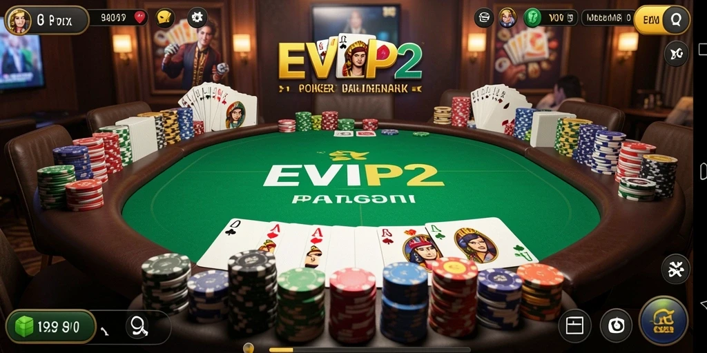 Tangkapan layar dari gameplay Poker di EVIP2 yang menarik dan mendebarkan.