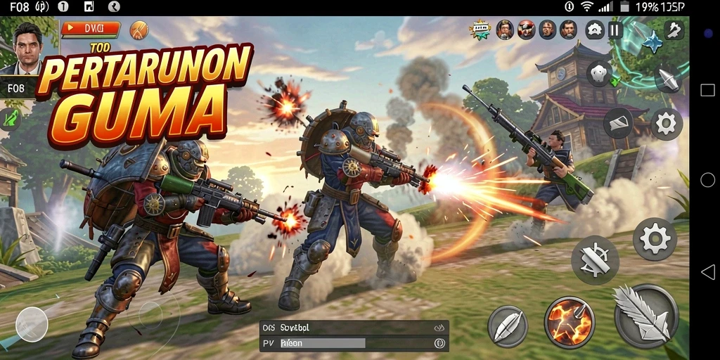 Screenshot gameplay F08 dengan aksi pertarungan yang seru.