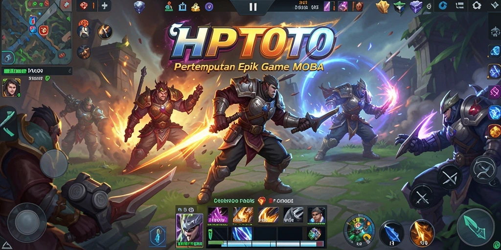 Gameplay seru HPTOTO dengan aksi pertempuran MOBA.