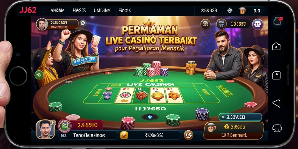 Screenshot gameplay menampilkan dealer langsung di kasino virtual.