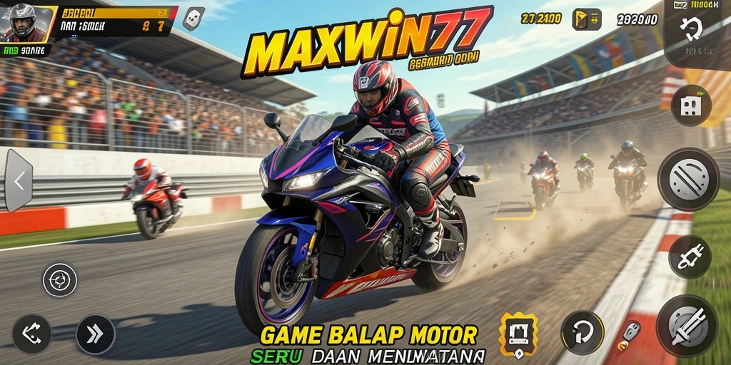 Tampilan gameplay seru di balapan motor MAXWIN77
