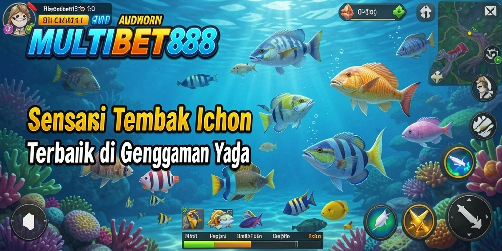 Tampilan gameplay tembak ikan yang seru dan penuh warna.
