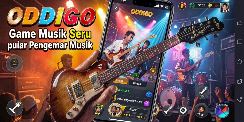 Screenshot gameplay ODDIGO menampilkan pengalaman musik yang memukau.