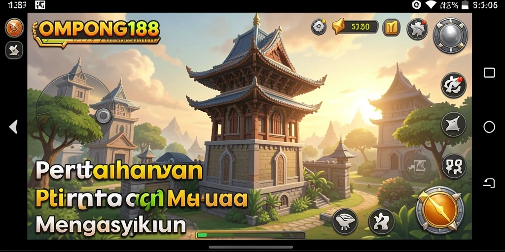 Tangkapan layar OMPONG188 menampilkan aksi menara yang melindungi markas dari serangan musuh.