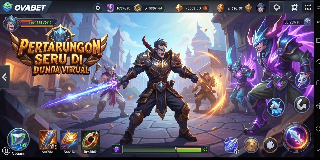 Screenshot utama gameplay OVABET dengan pertarungan seru antar karakter.