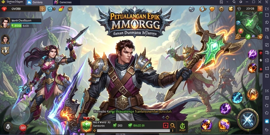 Screenshot OVO88 menunjukkan pertempuran epik dalam dunia MMORPG.
