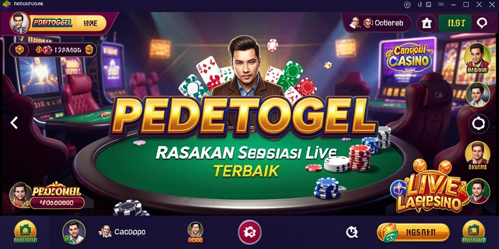 Screenshot gameplay PEDETOGEL menampilkan dealer langsung dan suasana kasino yang nyata.