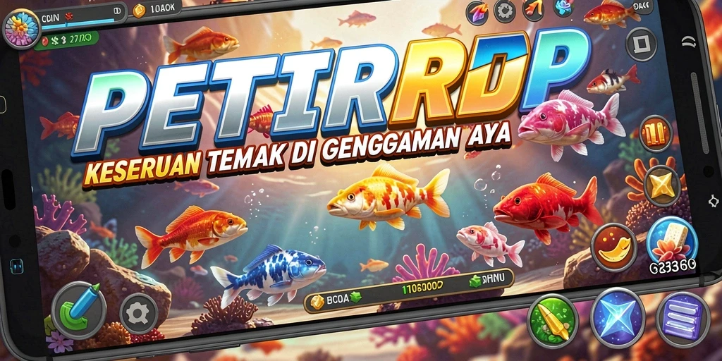 Screenshot utama PETIRRP menampilkan aksi tembak ikan yang intens.