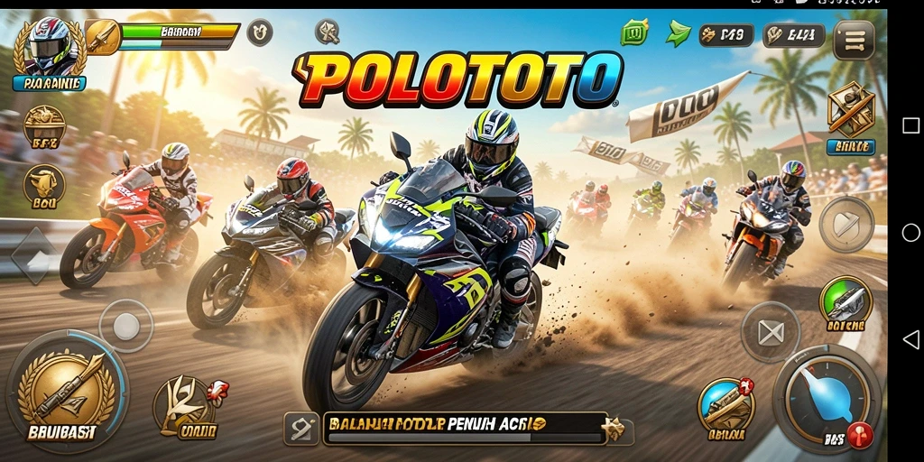 Tampilan gameplay menarik dari balapan motor di POLOTOTO.