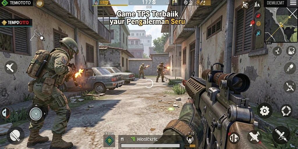 Screenshot menunjukkan aksi mendebarkan gameplay TPS dalam TEMPOTOTO.